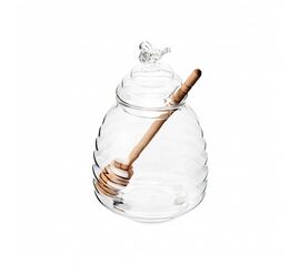 Банка для меда 500мл BEE 14см с деревянной ложкой NC2229