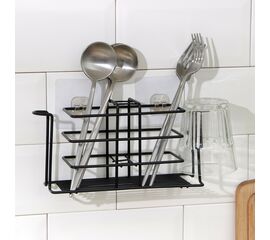 Подставка для столовых приборов Доляна, 26×7×12см чёрный 7529927