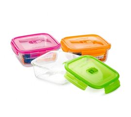 Контейнер 760мл стеклянный PUREBOX ACTIVE NEON MIX P4566 квадратный