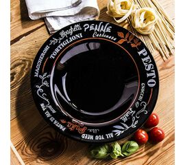 Тарелка для пасты 29см ФРЕНДС ТАЙМ БЛЭК декорированная P1073