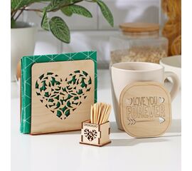 Набор для сервировки «От сердца», салфетница, подставка под горячее, под зубочистки 9428875