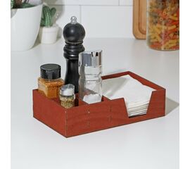 Салфетница деревянная Доляна, с отделениями для специй, 13,5×23,5×6 см, цвет мокко 9787541