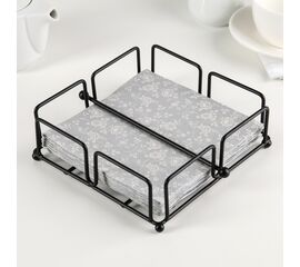 Салфетница с держателем ""ПРИБОРЫ"" 18х18х7 см, цвет черный   4329136   "