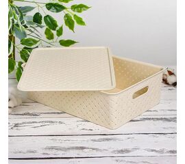 Корзинка БЕРЕС1А слоновая кость 7.5л 350х245х105мм с крышкой V522126