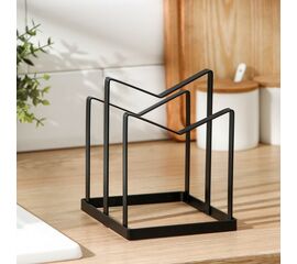 Держатель для крышек и разделочных досок Доляна, 12,5×16×15 см, цвет чёрный 6912524