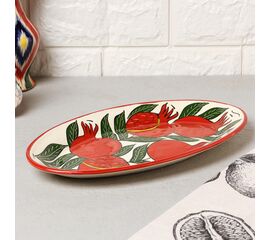 Блюдо овальное 29,5см, Риштанская Керамика "Гранаты", разноцветное, овальное 10402746