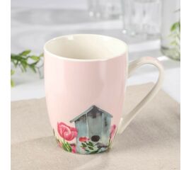 Кружка 350мл, фарфоровая Доляна «Уют», цвет розовый 7342349