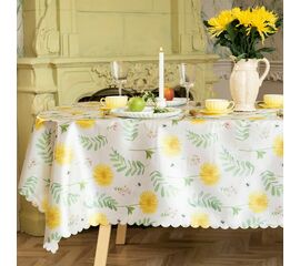 Скатерть 145х110 см, Доляна "Уellow flowers" 100% п/э 10389108