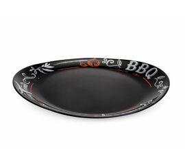 Тарелка для стейка 33см ФРЕНДС ТАЙМ БЛЭК декорированная  P1070