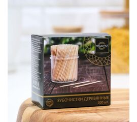 Зубочистки из берёзы Magistro 300шт в индивид упаковке, картон коробка 5178502