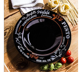 Тарелка для пасты 28,5см Friend's Time Saloon ФРЕНДС ТАЙМ БЛЭК декорированная N2173