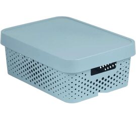 Коробка 11л INFINITY перфорированная с крышкой серая 04753-099-00