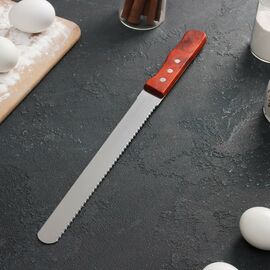 Нож для бисквита двусторонний с крупными зубцами и ровным краем, лезвие 25 см 2675714