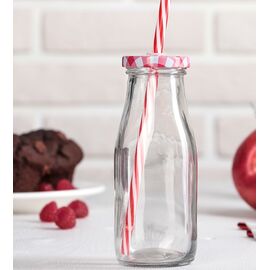 Бутыль стеклянная с крышкой и трубочкой 300мл, «Лаконичность», 6,5×15,5см, цвет МИКС 2366713