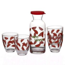 Набор 5 пр. (декантер + 4 стакана) ДЖАНГЛ АРБУЗ 96723BD