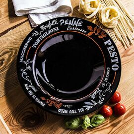 Тарелка для пасты 29см ФРЕНДС ТАЙМ БЛЭК декорированная P1073