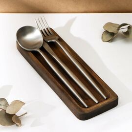 Подставка для столовых приборов Adelica, 23×8×1,8 см, окрашен в тёмный цвет, берёза 9116003