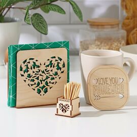 Набор для сервировки «От сердца», салфетница, подставка под горячее, под зубочистки 9428875