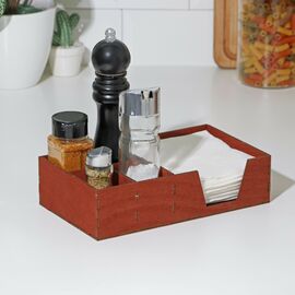 Салфетница деревянная Доляна, с отделениями для специй, 13,5×23,5×6 см, цвет мокко 9787541