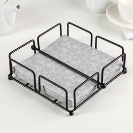 Салфетница с держателем ""ПРИБОРЫ"" 18х18х7 см, цвет черный   4329136   "