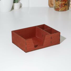Салфетница деревянная Доляна, с отделениями для специй, 18,5×13,5×6 см, цвет мокко 9787539