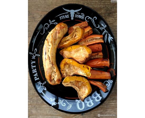 Тарелка для стейка 33см ФРЕНДС ТАЙМ БЛЭК декорированная  P1070, изображение 2