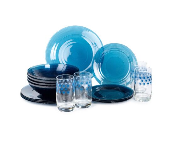 Набор столовый 16пр ЛУИЗ ЛОНДОН ТОПАЗ со стаканами РОМБ ТОПАЗ 330мл S1239, изображение 2