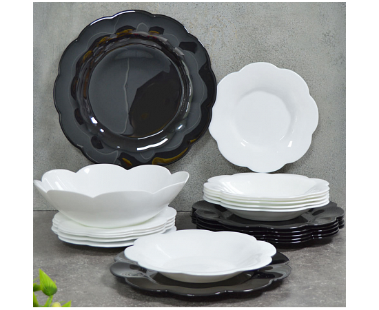 Набор столовый 18 предметов flore opal&black v0400, изображение 2