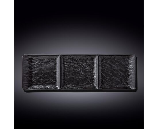 Блюдо прямоугольное WL-661136/A (40,5*13см) 3-х секци. черный сланец