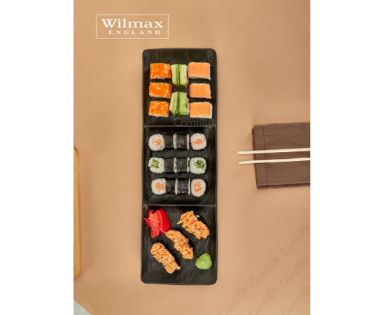 Блюдо прямоугольное WL-661136/A (40,5*13см) 3-х секци. черный сланец, изображение 2