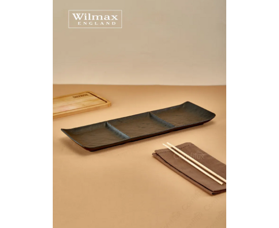 Блюдо прямоугольное WL-661136/A (40,5*13см) 3-х секци. черный сланец, изображение 3