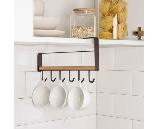 Держатель для кружек подвесной на 6 предметов Доляна, 32×15 см, цвет коричневый 6912567, изображение 2