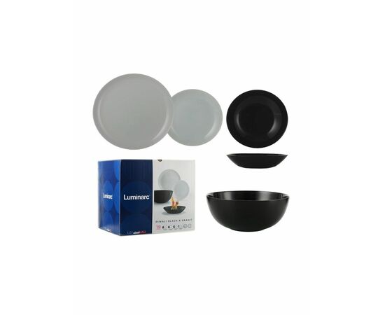 Набор столовый 19пр ДИВАЛИ БЛЭК ЭНД ГРАНИТ P4358