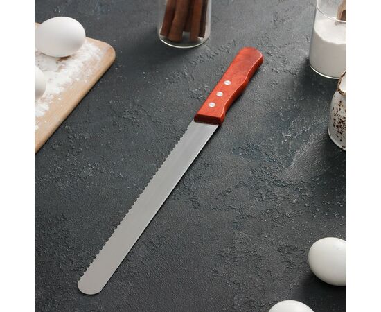 Нож для бисквита двусторонний с крупными зубцами и ровным краем, лезвие 25 см 2675714, изображение 2