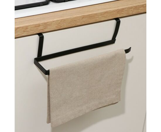 Держатель для полотенец Доляна, на дверцу, цвет чёрный 7402316, изображение 2