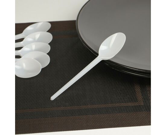 Ложка одноразовая 15.5 см, набор 6шт белая, столовая 9623750