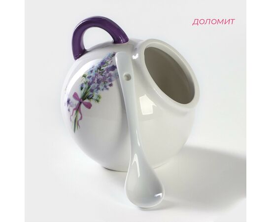 Сахарница с ложкой Доляна «Лаванда», 200 мл, 9×9 см 4826212, изображение 2