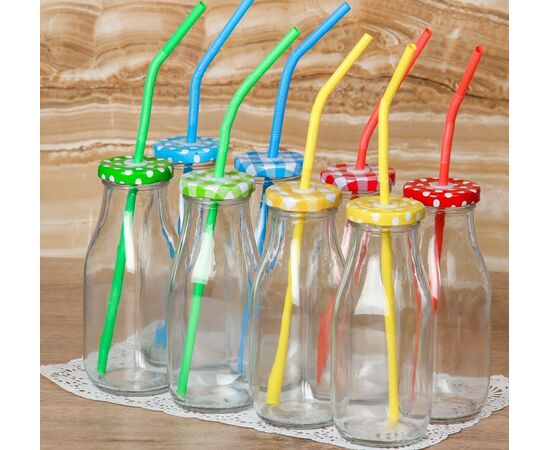 Бутыль стеклянная с крышкой и трубочкой 300мл, «Лаконичность», 6,5×15,5см, цвет МИКС 2366713, изображение 2