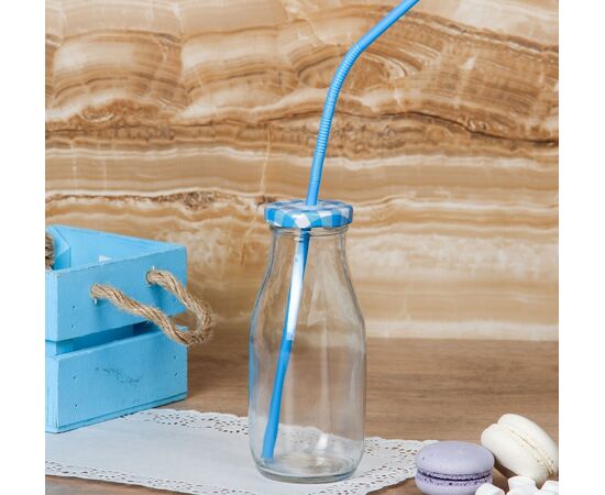 Бутыль стеклянная с крышкой и трубочкой 300мл, «Лаконичность», 6,5×15,5см, цвет МИКС 2366713, изображение 3