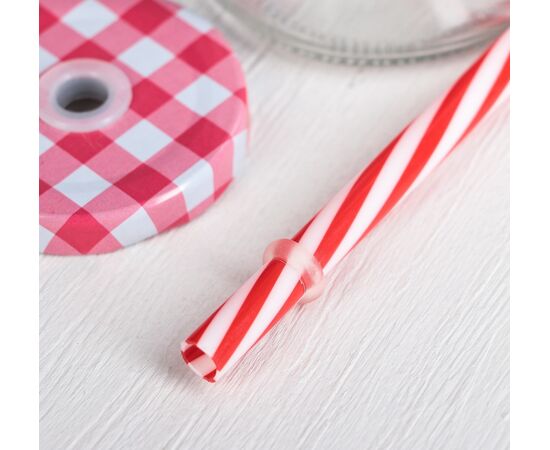 Бутыль стеклянная с крышкой и трубочкой 300мл, «Лаконичность», 6,5×15,5см, цвет МИКС 2366713, изображение 4