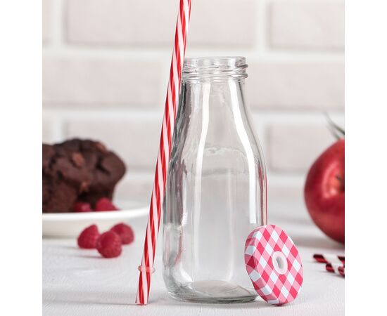 Бутыль стеклянная с крышкой и трубочкой 300мл, «Лаконичность», 6,5×15,5см, цвет МИКС 2366713, изображение 5