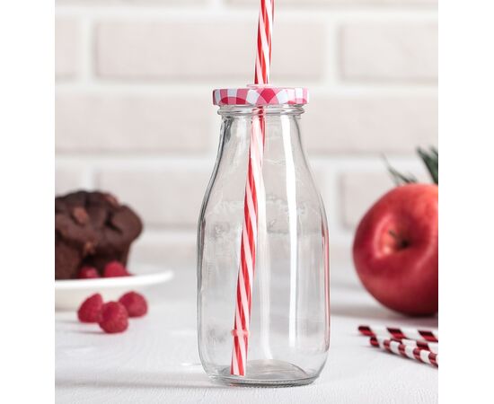 Бутыль стеклянная с крышкой и трубочкой 300мл, «Лаконичность», 6,5×15,5см, цвет МИКС 2366713, изображение 7