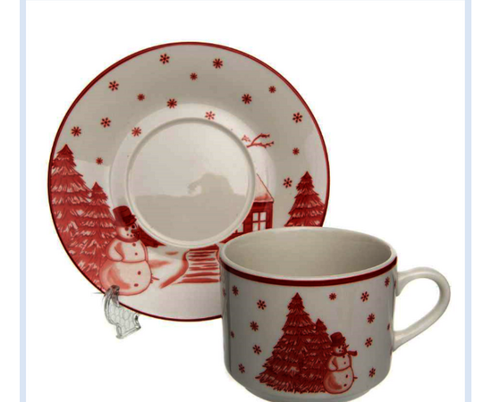 Чашка + блюдце 220 мл Новогодняя HSPW012, изображение 3
