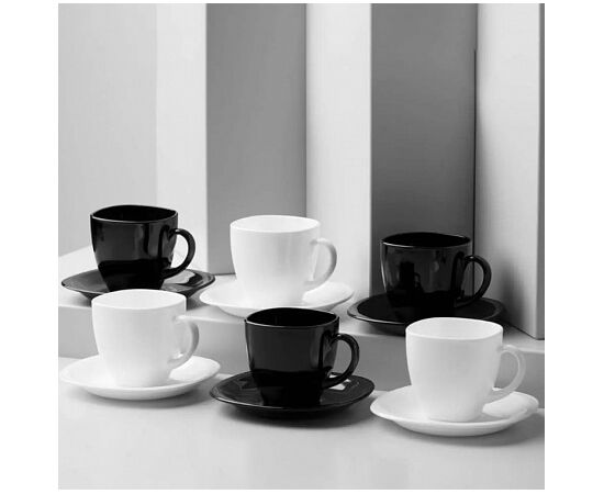 Набор чайный 220мл*12пр КАРИН ЧЕРНО-БЕЛЫЙ D2371, изображение 2