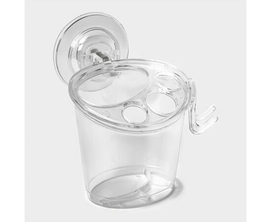 Держатель для зубных щёток и пасты 12,5×11,5×11 см, на липучке Доляна прозрачный 10130827