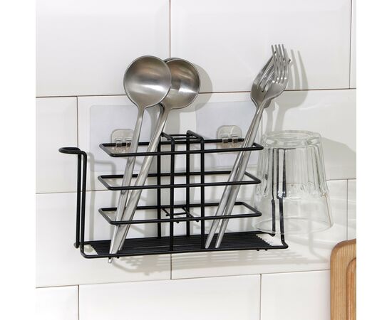 Подставка для столовых приборов Доляна, 26×7×12см чёрный 7529927