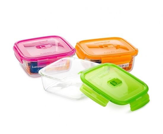 Контейнер 760мл стеклянный PUREBOX ACTIVE NEON MIX P4566 квадратный