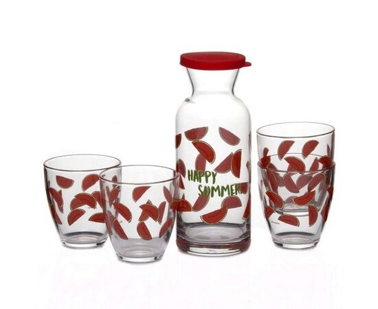 Набор 5 пр. (декантер + 4 стакана) ДЖАНГЛ АРБУЗ 96723BD