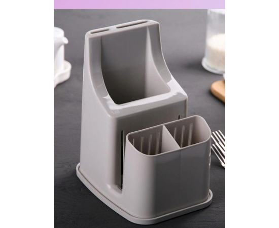 Подставка для столовых приборов универсальная с съёмным поддоном (цвет МИКС) C361