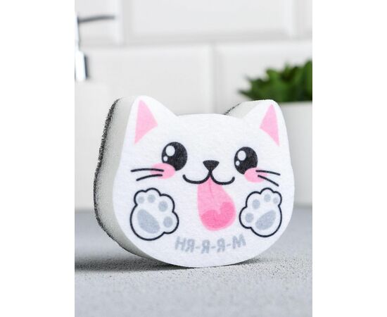 Губка для мытья посуды «Ня-я-ям» 8х6,6 см 5122301, изображение 2